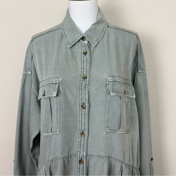 Anthropologie Pilcro Deanne Moss Tiered
Mini Button Front Shirtdress Small - Picture 6 of 16